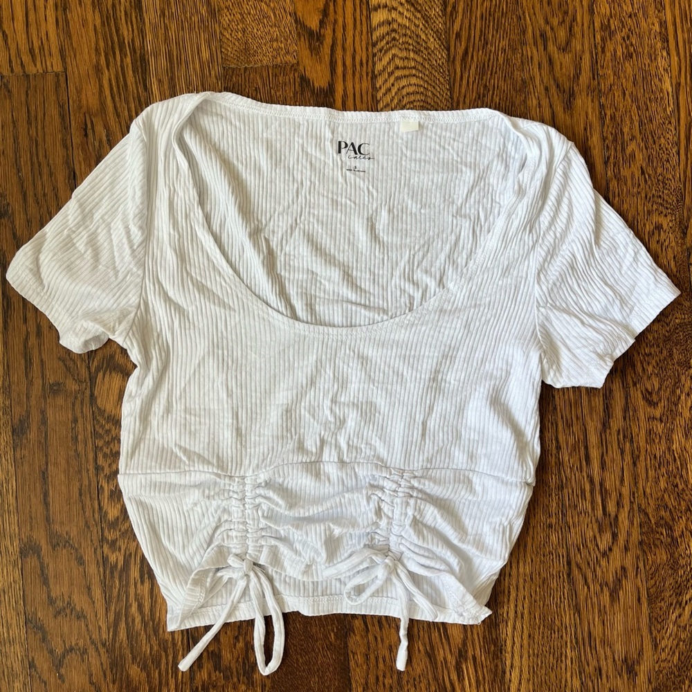 PacSun White Ruched Crop Blouse